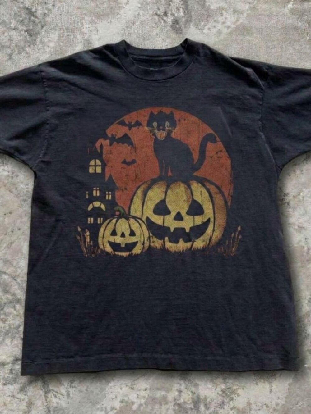 Black  Halloween Black Cat Jack-O'-Lantern Pumpkins T Shirt